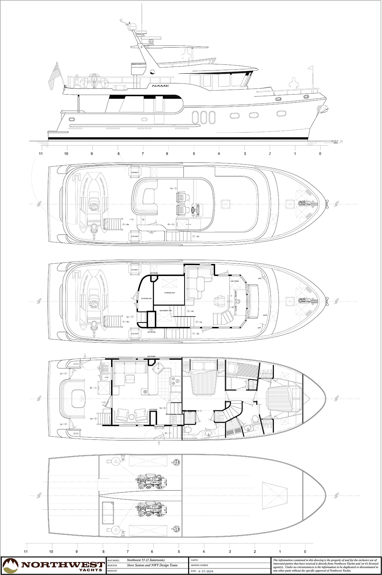 Northwest 55 Expedition Trawler designs and layout.